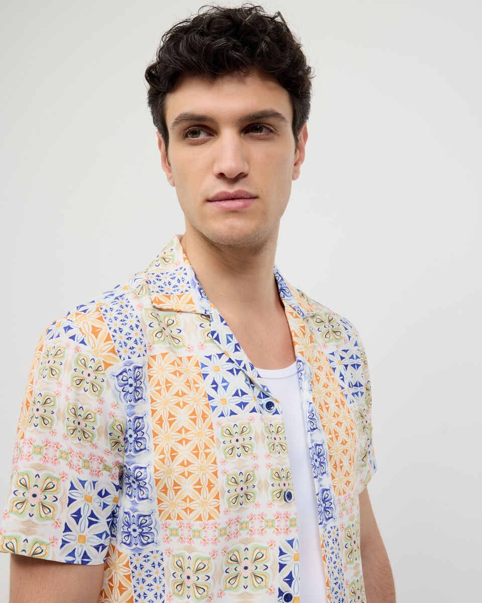 Tapestry Print Short Sleeve Shirt, Multi, hi-res